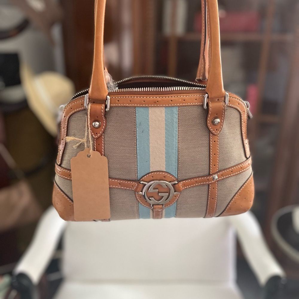 Gucci Beige and Light Blue Satchel - Picture 2 of 8